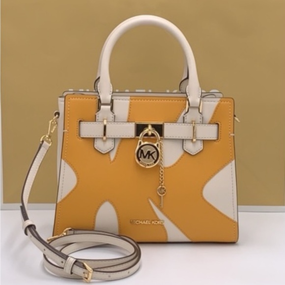 MICHAEL KORS Hamilton Small Two-Tone Satchel GOLDEN ROD MULTI color - Picture 16 of 16